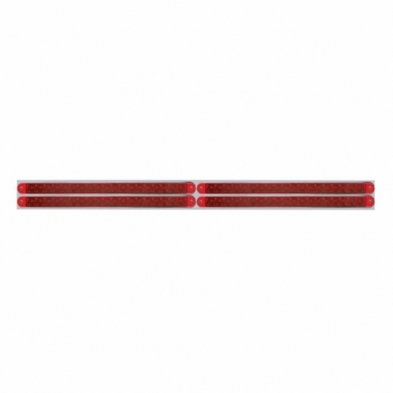 United Pacific Chrome Top Mud Flap Plate With Four 19 LED 12" Reflector Light Bars Red LED/Red Lens (Each) 37225