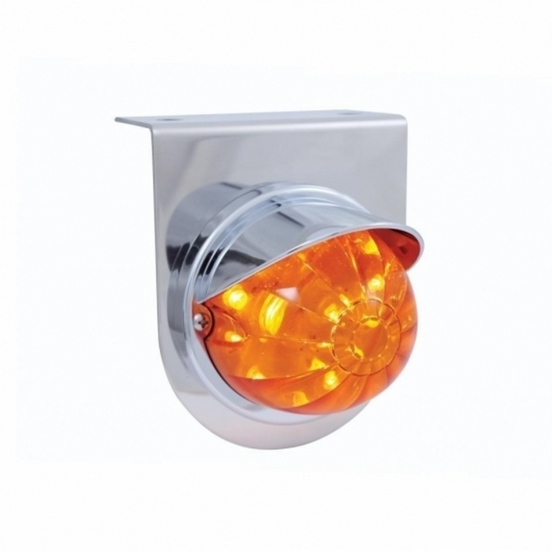 United Pacific Stainless Light Bracket With 17 LED Dual Function Watermelon Light & Visor Amber LED/Dark Amber Lens 37248