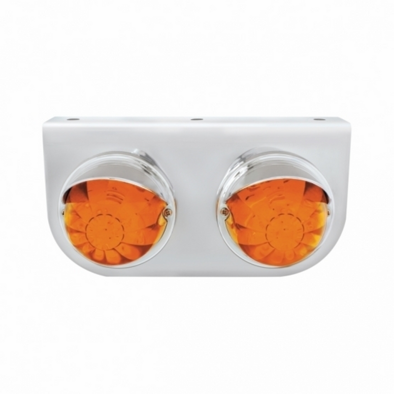 United Pacific SS Light Bracket With 2X 17 LED Dual Function Watermelon Lights & Visors Amber LED & Lens 37256