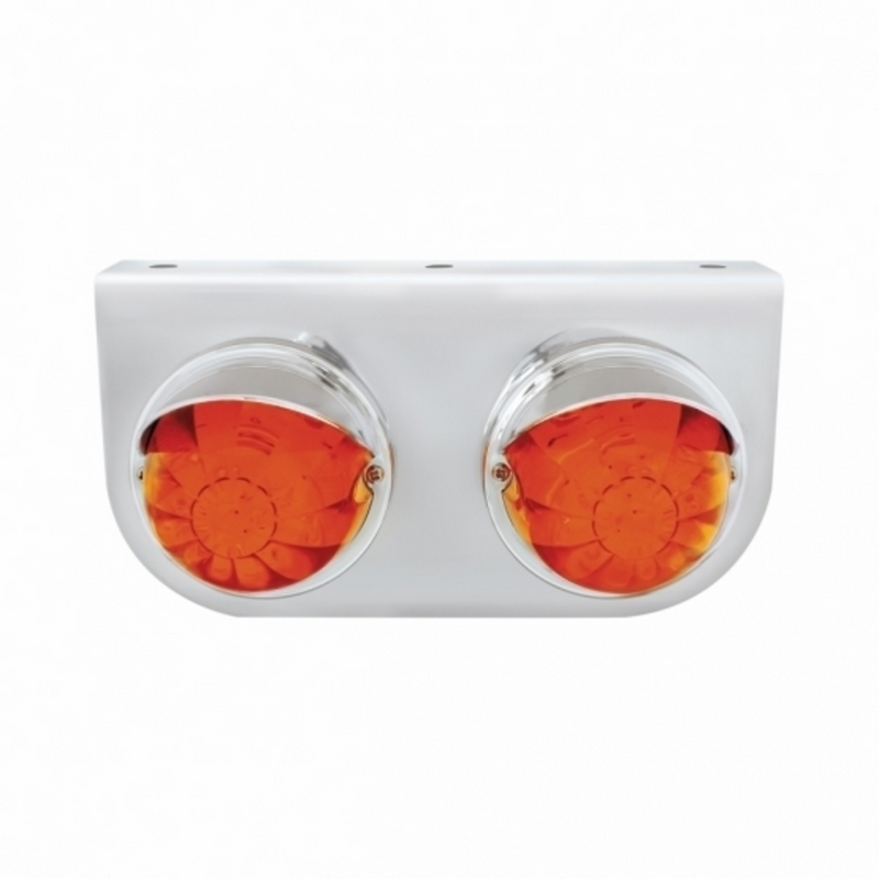United Pacific SS Light Bracket With 2X 17 LED Dual Function Watermelon Lights & Visors Amber LED/Dark Amber Lens 37257