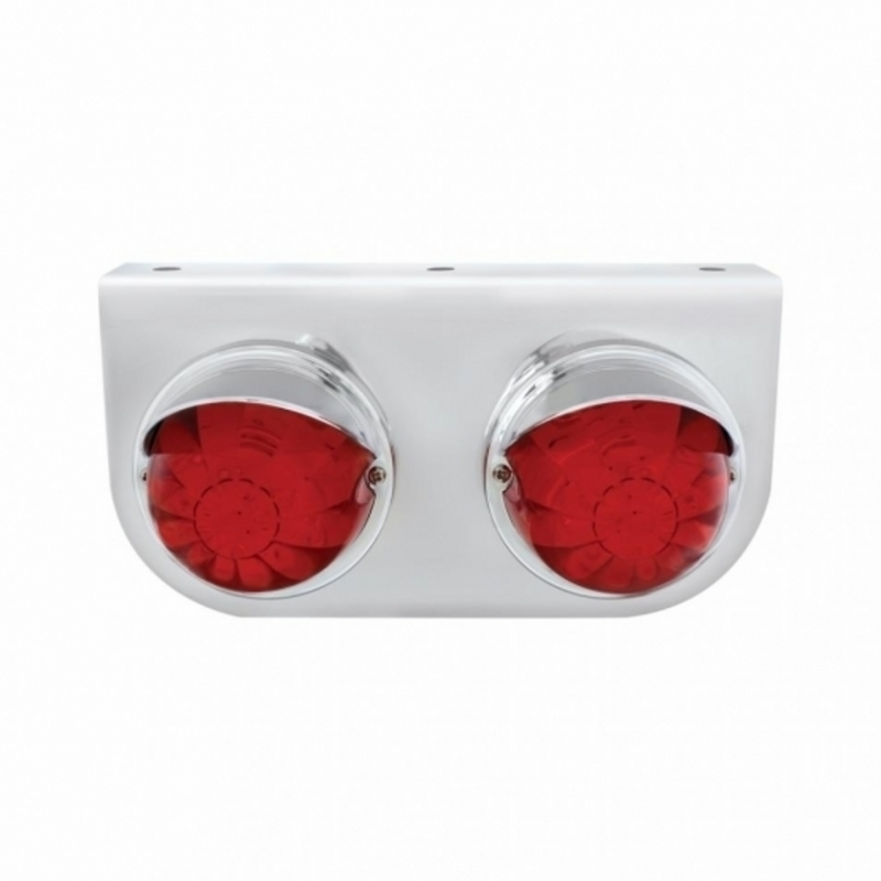 United Pacific SS Light Bracket With 2X 17 LED Dual Function Watermelon Lights & Visors Red LED/Red Lens 37258