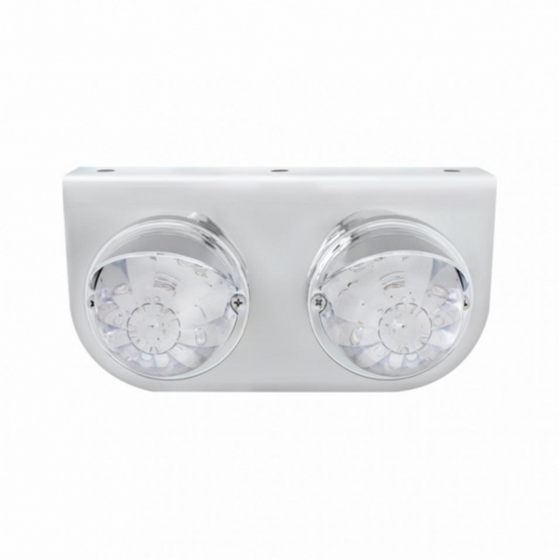 United Pacific Stainless Light Bracket With 2X 17 LED Watermelon Lights & Visors Red LED/Clear Lens 37264