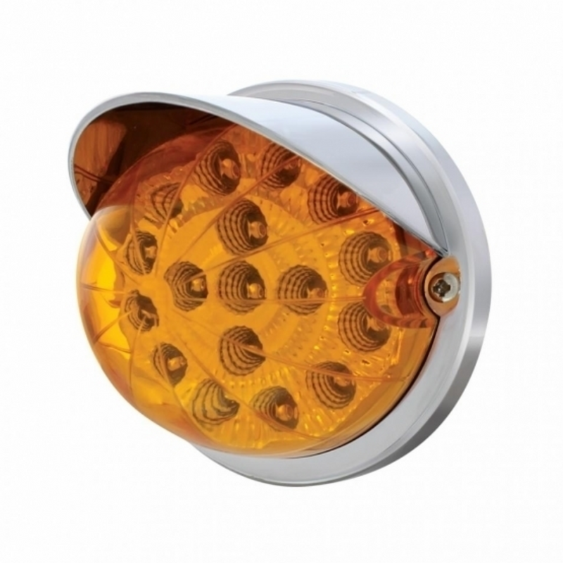 United Pacific 17 LED Dual Function Watermelon Clear Reflector Flush Mount Kit With Visor Amber LED/Amber Lens 37278