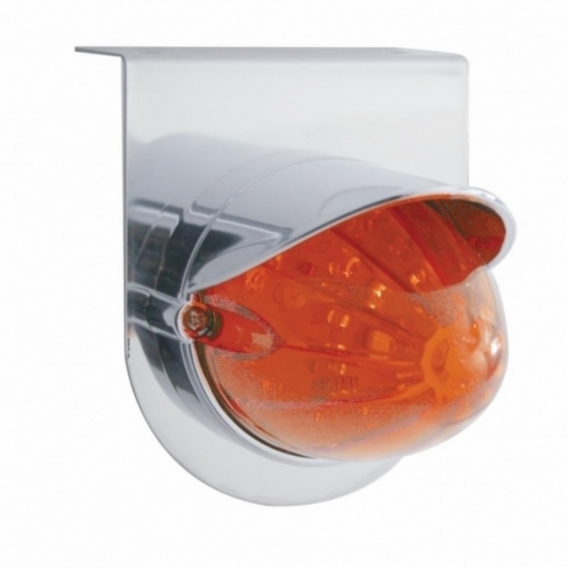 United Pacific Stainless Light Bracket With 19 LED Bullet Style Grakon 1000 Light & Visor Amber LED/Dark Amber Lens 37302