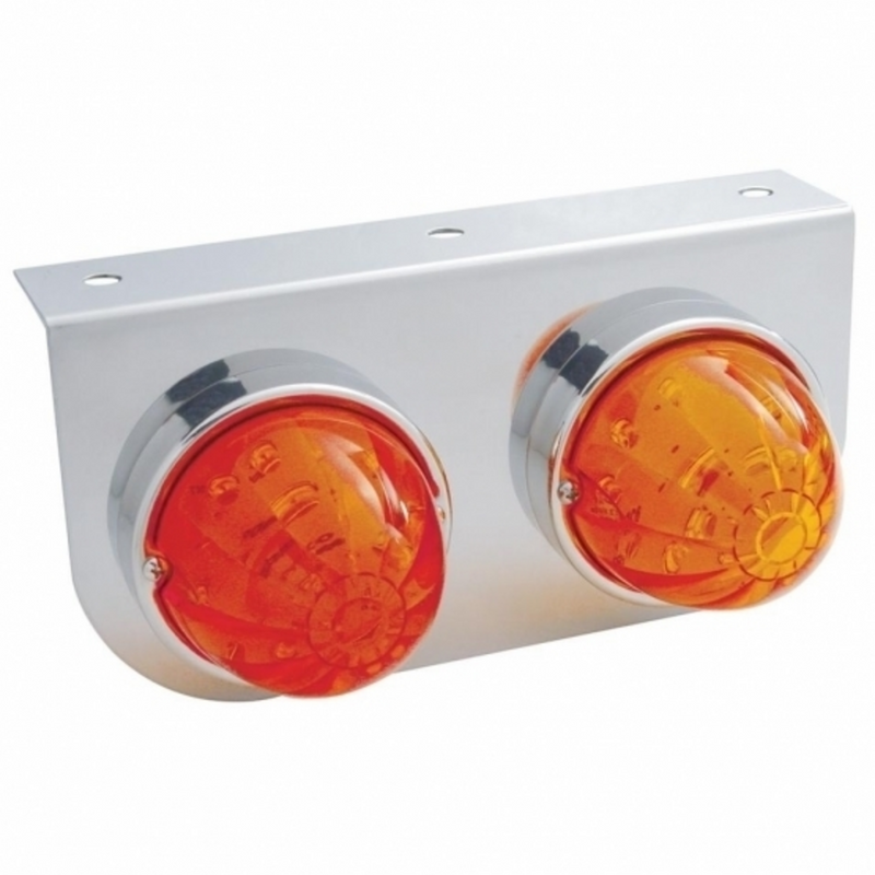 United Pacific Stainless Light Bracket With 2X 17 LED Watermelon Lights Amber LED/Dark Amber Lens 37313