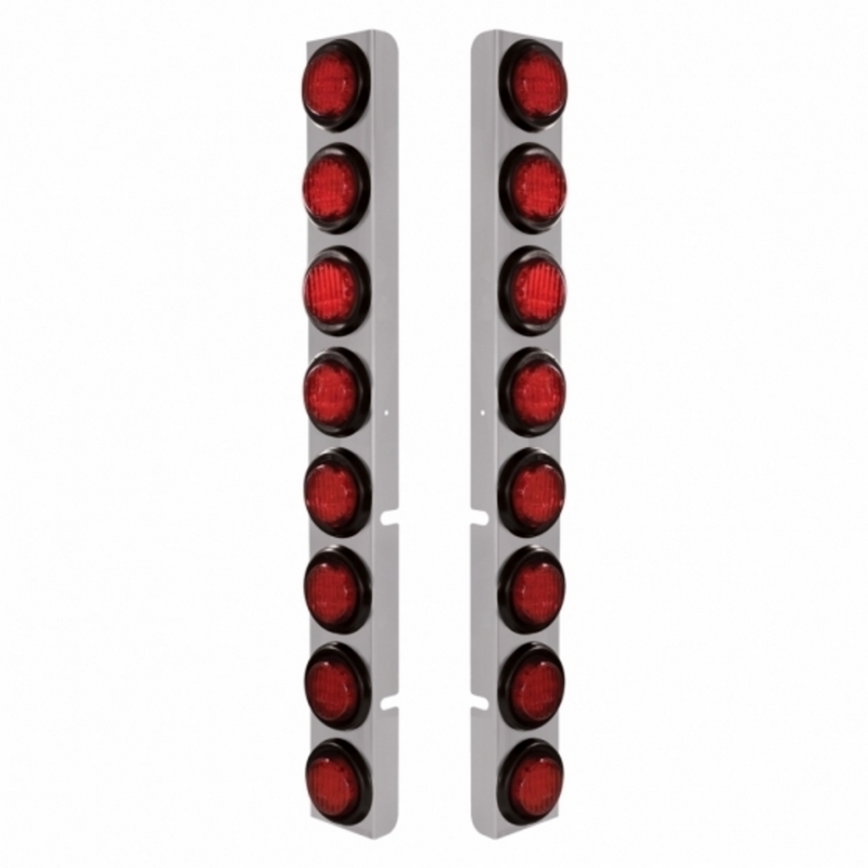United Pacific SS Rear Air Cleaner Bracket With 16X 9 LED 2" Lights For Peterbilt-Red LED & Lens 37331