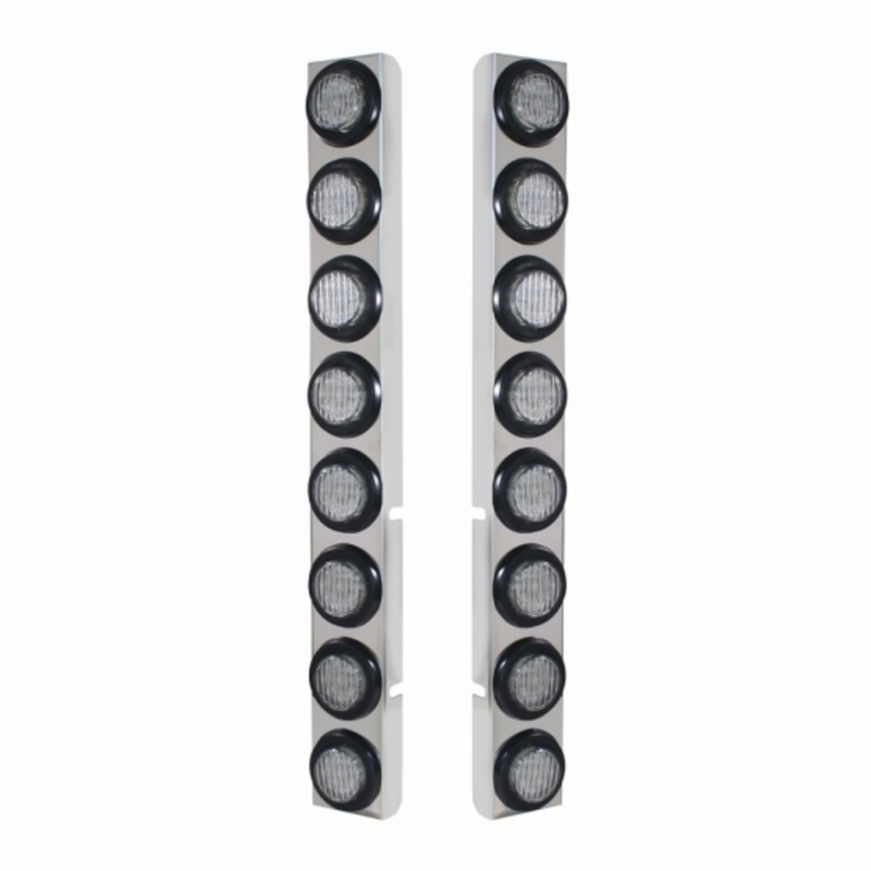 United Pacific SS Rear Air Cleaner Bracket With 16X 9 LED 2" Lights For Peterbilt-Red LED/Clear Lens 37333