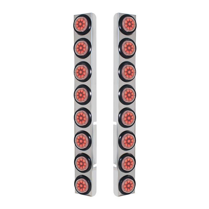 United Pacific SS Rear Air Cleaner Bracket With 16X 9 LED 2" Reflector Lights For Peterbilt-Red LED/Clear Lens 37337