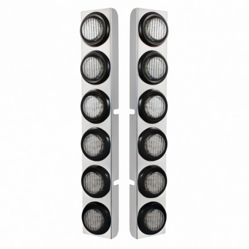 United Pacific SS Rear Air Cleaner Bracket With 12X 9 LED 2" Lights For Peterbilt-Red LED/Clear Lens 37345