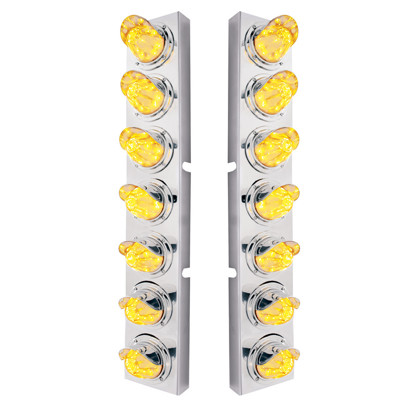 United Pacific SS Front Air Cleaner Brkt With 14X 11 Amber LED Watermelon Light & Visor Bezel For KW Trucks-Clear Lens 37368