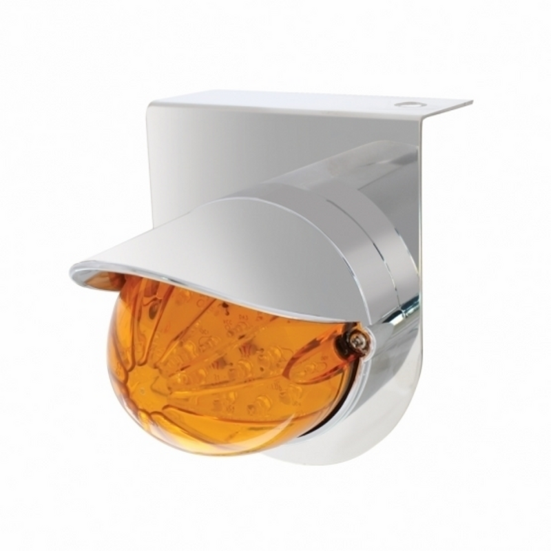 United Pacific Stainless Light Bracket With 19 LED Bullet Style Grakon 1000 Light & Visor Amber LED/Amber Lens 37454
