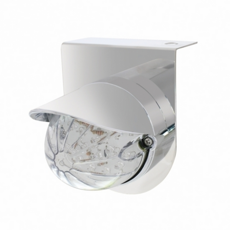 United Pacific Stainless Light Bracket With 19 LED Bullet Style Grakon 1000 Light & Visor Amber LED/Clear Lens 37455
