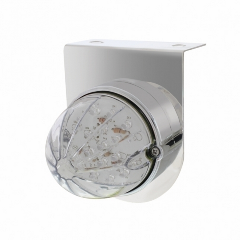 United Pacific Stainless Light Bracket With 19 LED Bullet Style Grakon 1000 Light Amber LED/Clear Lens 37457