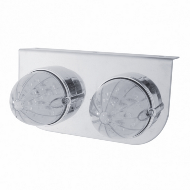 United Pacific Stainless Light Bracket With 2X 19 LED Bullet Style Grakon 1000 Lights Amber LED/Clear Lens 37461