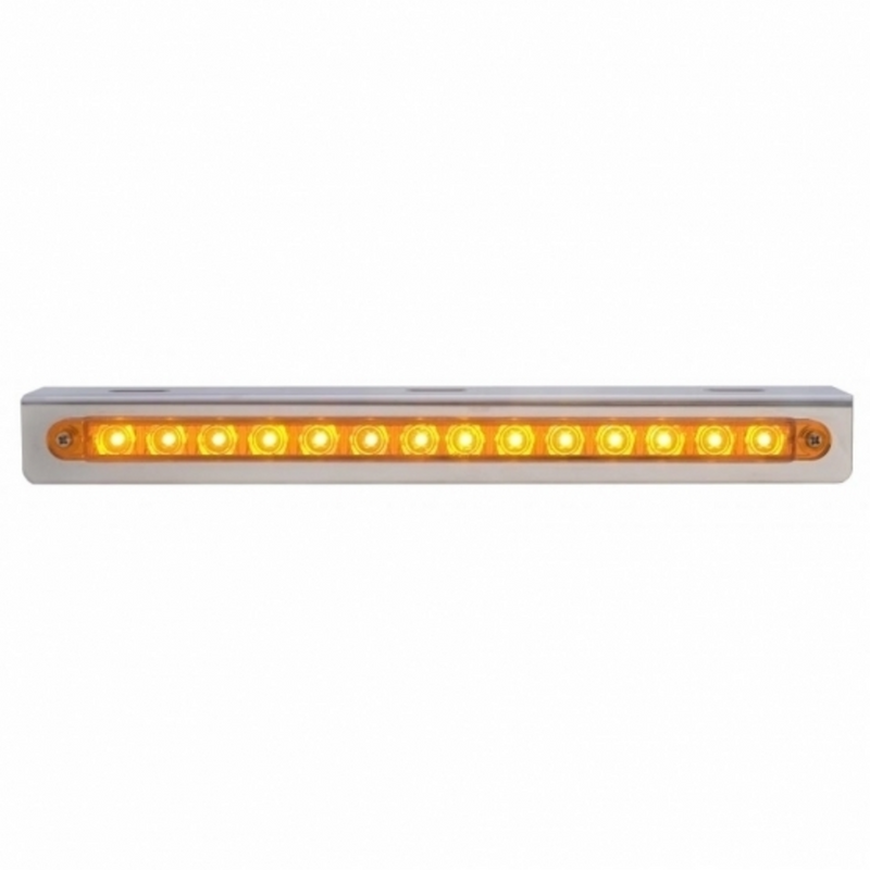 United Pacific Stainless Light Bracket With 14 LED 12" Sequential Light Bar (Left to Right) Amber LED/Amber Lens 37514