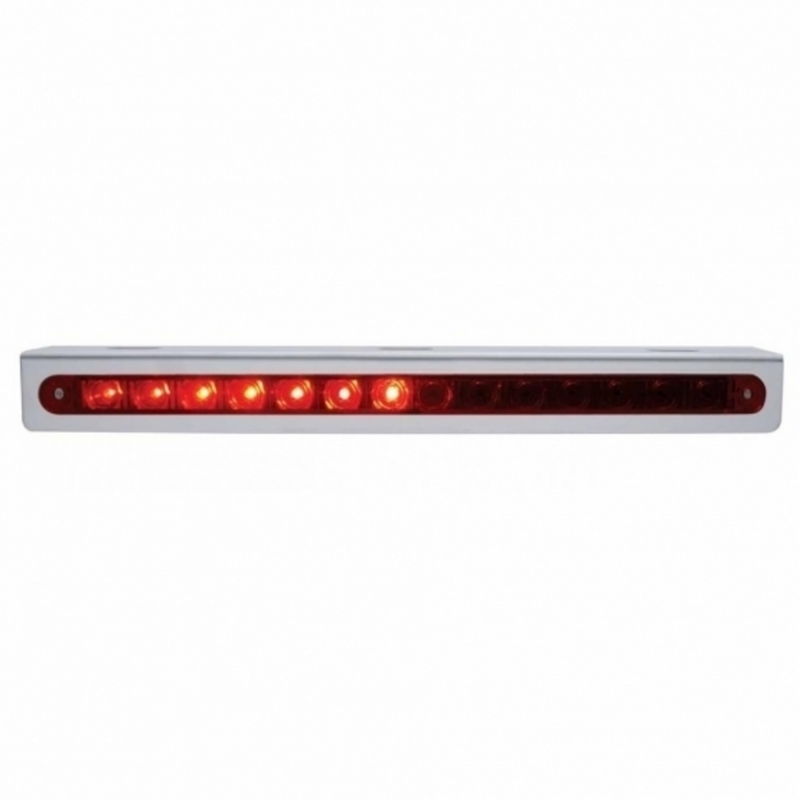 United Pacific Stainless Light Bracket With 14 LED 12" Sequential Light Bar (Left to Right) Red LED/Red Lens 37515