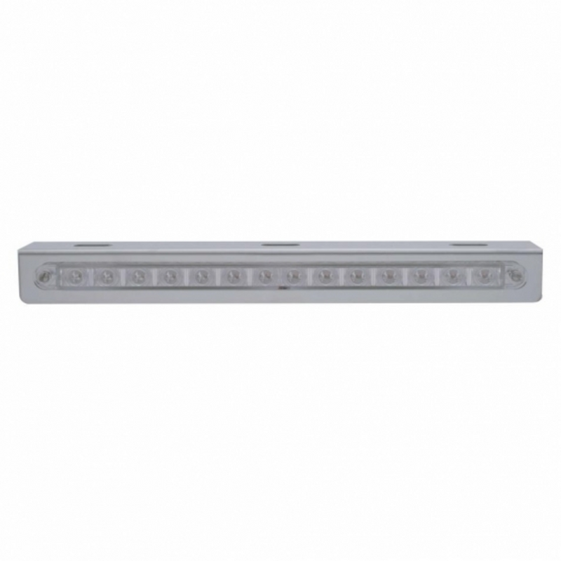 United Pacific Stainless Light Bracket With 14 LED 12" Sequential Light Bar (Left to Right) Amber LED/Clear Lens 37516