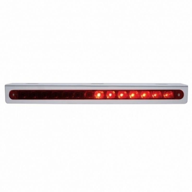 United Pacific Stainless Light Bracket With 14 LED 12" Sequential Light Bar (Right to Left) Red LED/Red Lens 37519