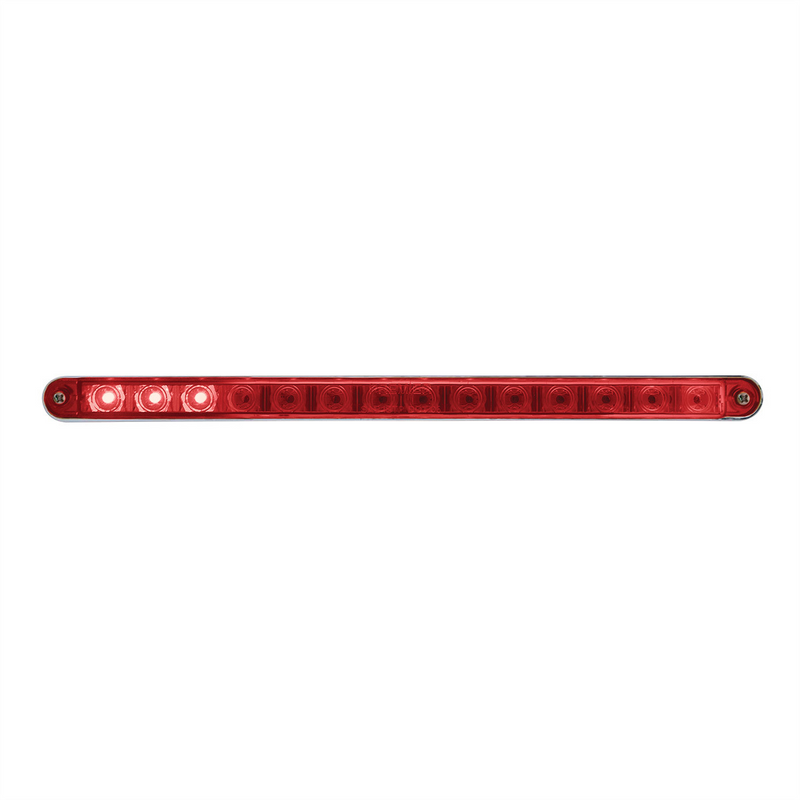 United Pacific 14 LED 12" Sequential Light Bar With Bezel Red LED/Red Lens 37523