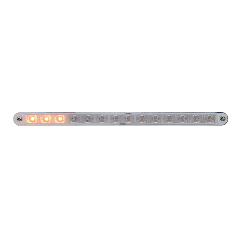 United Pacific 14 LED 12" Sequential Light Bar With Bezel Amber LED/Clear Lens 37524