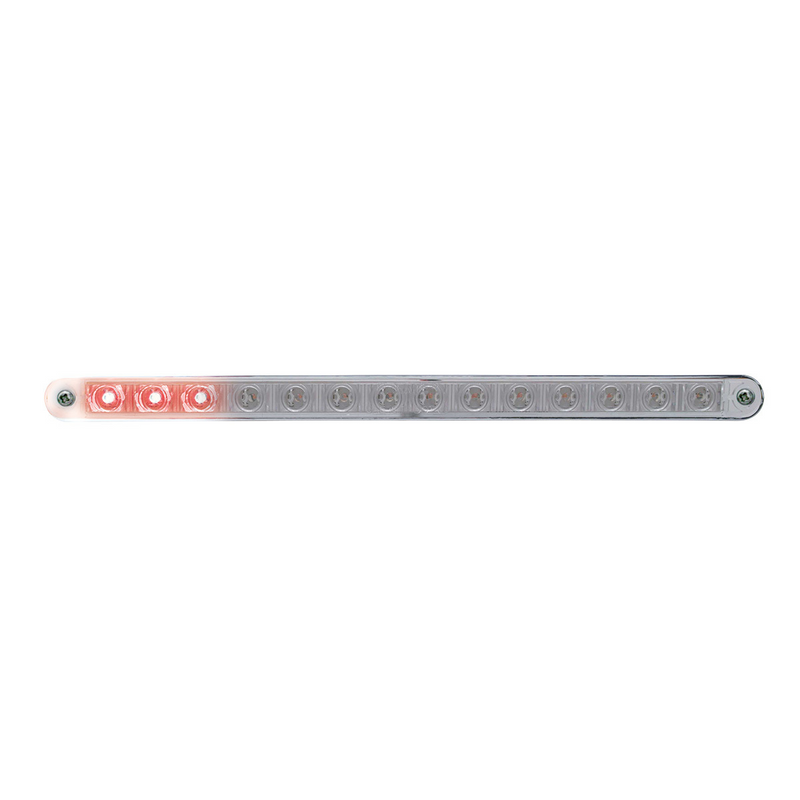 United Pacific 14 LED 12" Sequential Light Bar With Bezel Red LED/Clear Lens 37525