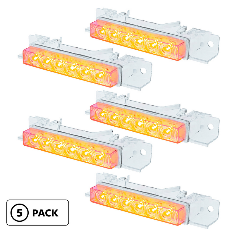 United Pacific 6 LED Competition Series Exterior Visor Light For 1996-2024 Volvo VNL-Amber LED/Clear Lens(5 Pcs) 37590P5