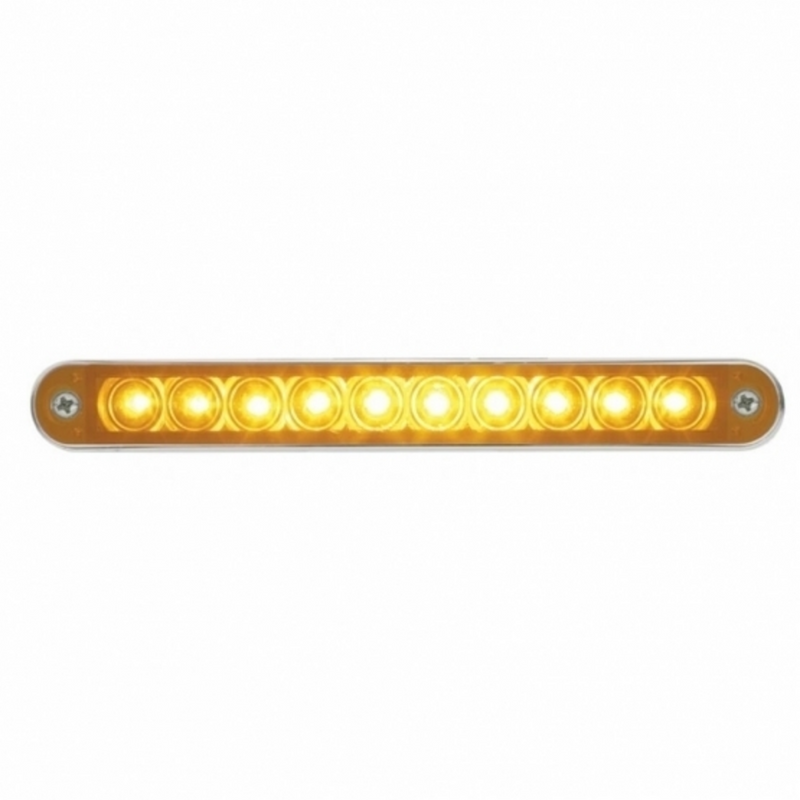 United Pacific 10 LED 6-1/2" Turn Signal Light Bar With Bezel Amber LED/Amber Lens 37637