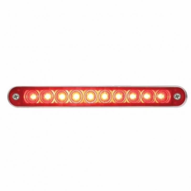 United Pacific 10 LED 6-1/2" Light Bar With Bezel (Stop, Turn & Tail) Red LED/Red Lens 37638