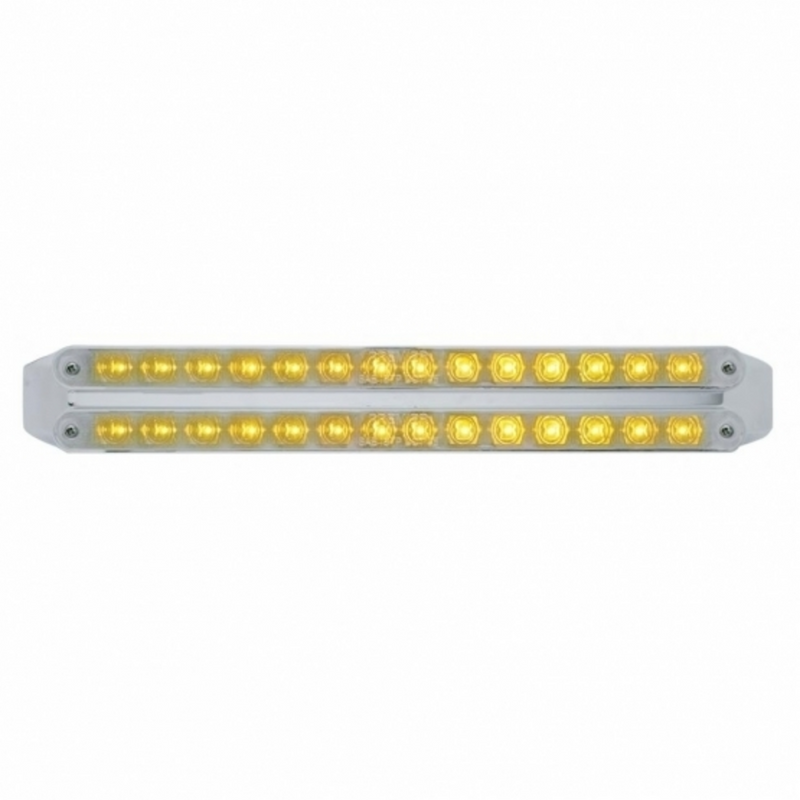United Pacific Dual 14 LED 12" Turn Signal Light Bars Amber LED/Chrome Lens 37675