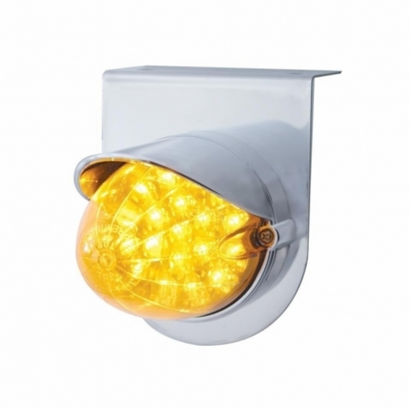 United Pacific Stainless Light Bracket With 19 LED Reflector Light & Visor Amber LED/Amber Lens 37721