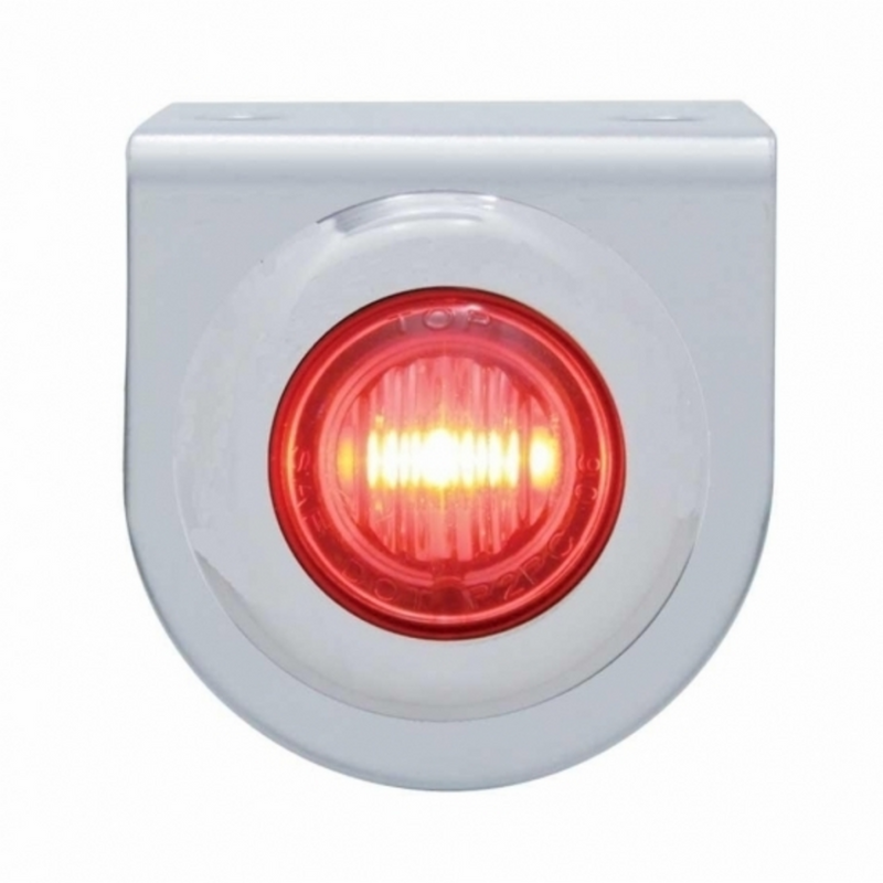 United Pacific Stainless Light Bracket With 3 LED 3/4" Mini Light Red LED/Red Lens 37791