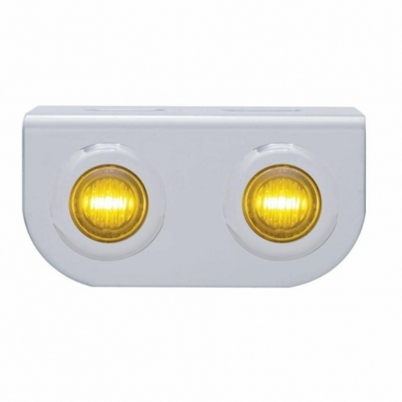 United Pacific Stainless Light Bracket With 2X 3 LED 3/4" Mini Lights Amber LED/Amber Lens 37792