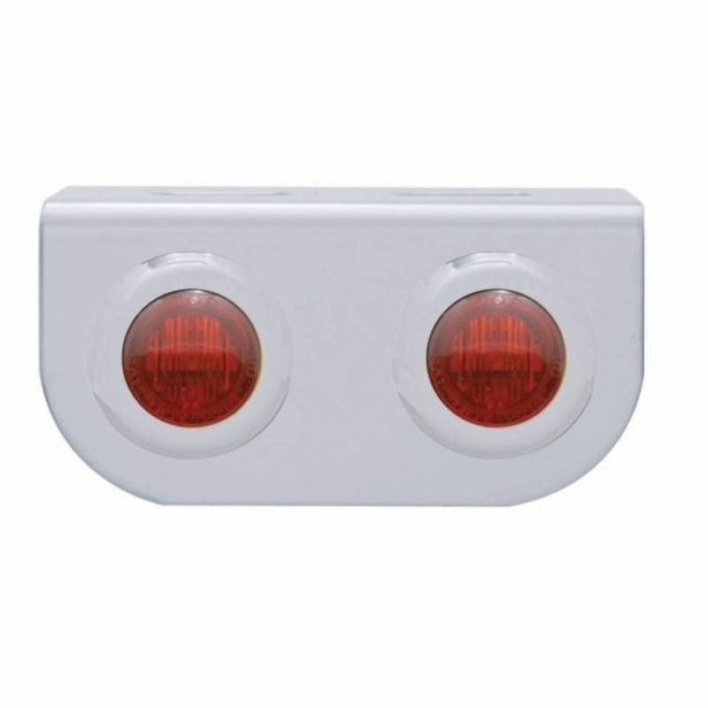 United Pacific Stainless Light Bracket With 2X 3 LED 3/4" Mini Lights Red LED/Red Lens 37793