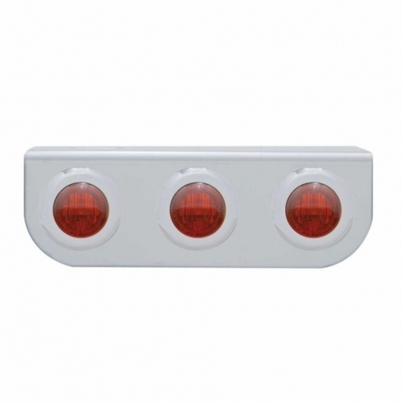 United Pacific Stainless Light Bracket With 3X 3 LED 3/4" Mini Lights Red LED/Red Lens 37795