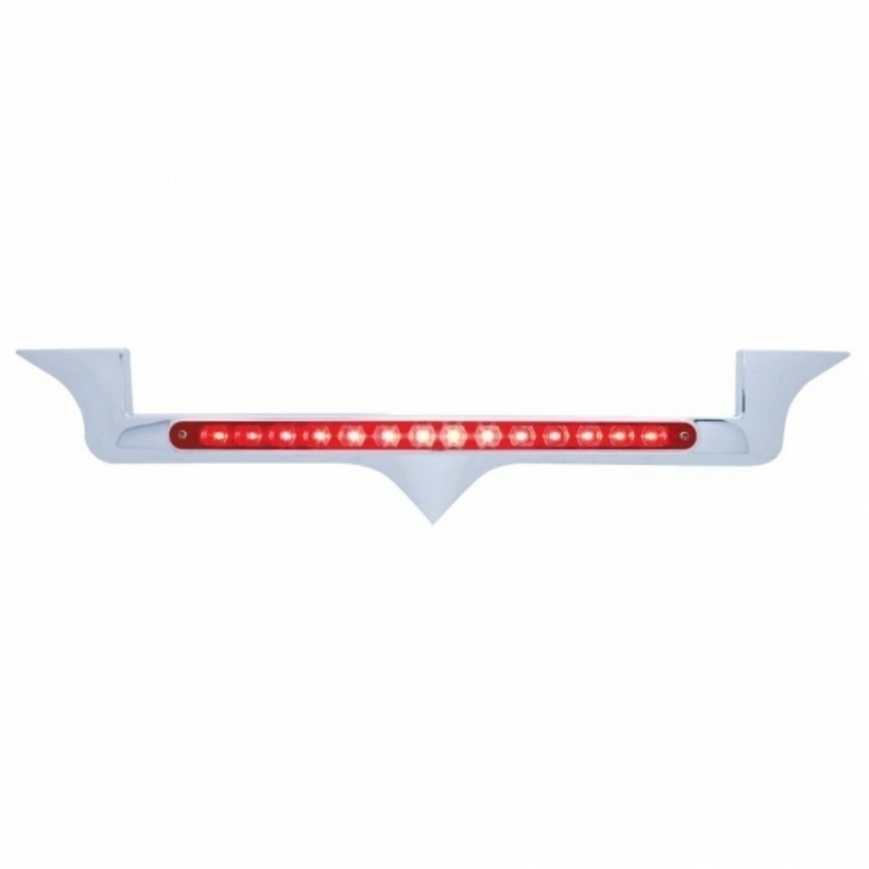 United Pacific Chrome Hood Emblem Trim With 14 LED Light Bar For Kenworth Red LED/Red Lens 37819