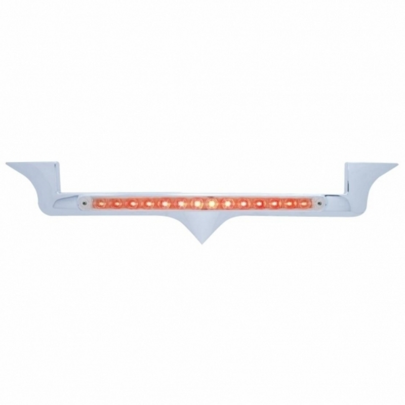 United Pacific Chrome Hood Emblem Trim With 14 LED Light Bar For Kenworth Red LED/Clear Lens 37820
