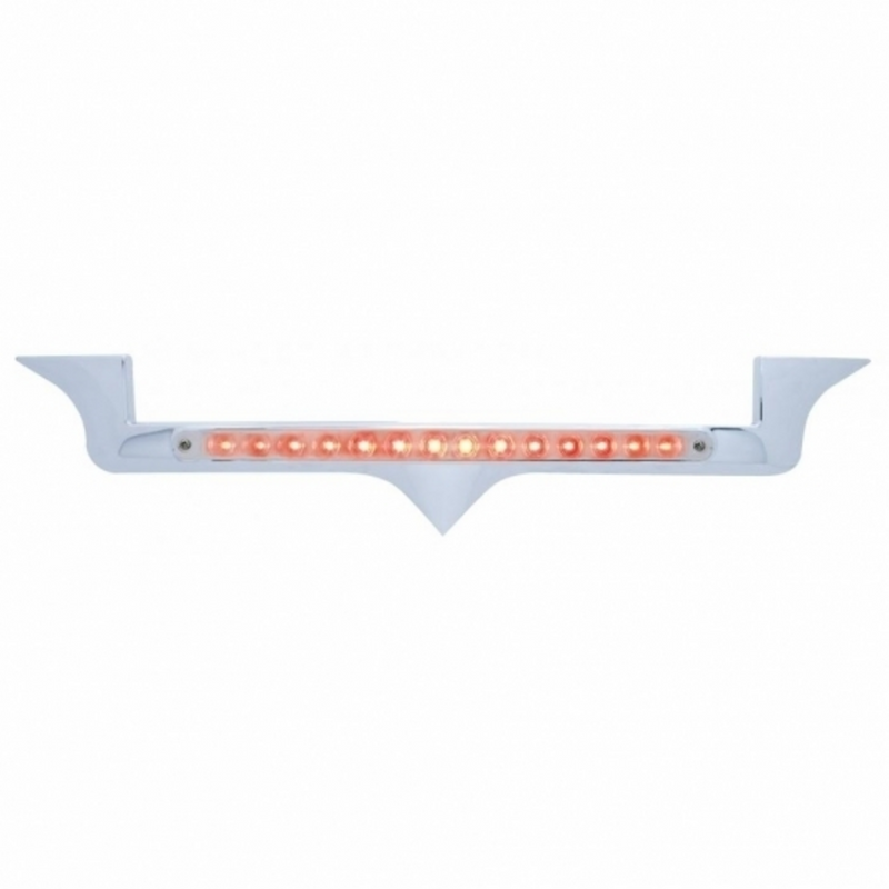 United Pacific Chrome Hood Emblem Trim With 14 LED Light Bar For Kenworth Red LED/Chrome Lens 37821