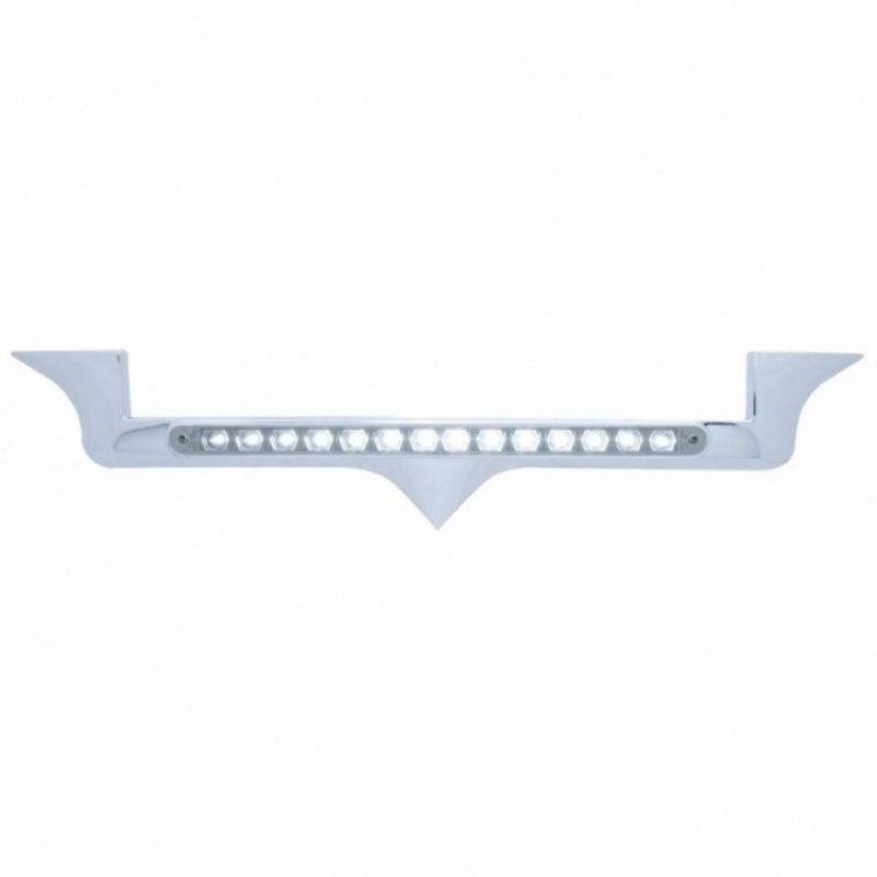 United Pacific Chrome Hood Emblem Trim With 14 LED Light Bar For Kenworth White LED/Clear Lens 37824