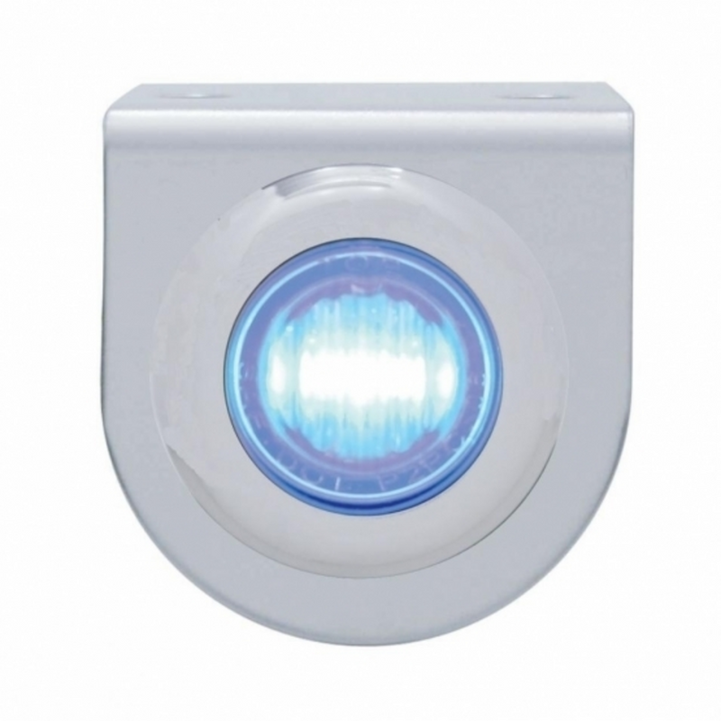 United Pacific Stainless Light Bracket With 3 LED 3/4" Mini Light Blue LED/Clear Lens 37829