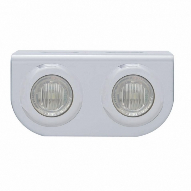 United Pacific Stainless Light Bracket With 2X 3 LED 3/4" Mini Lights Red LED/Clear Lens 37834
