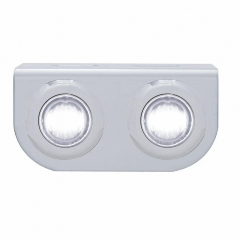 United Pacific Stainless Light Bracket With 2X 3 LED 3/4" Mini Lights White LED/Clear Lens 37836
