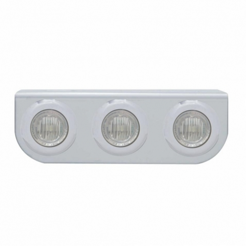 United Pacific Stainless Light Bracket With 3X 3 LED 3/4" Mini Lights Red LED/Clear Lens 37840