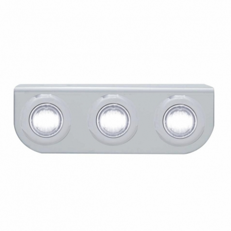 United Pacific Stainless Light Bracket With 3X 3 LED 3/4" Mini Lights White LED/Clear Lens 37842