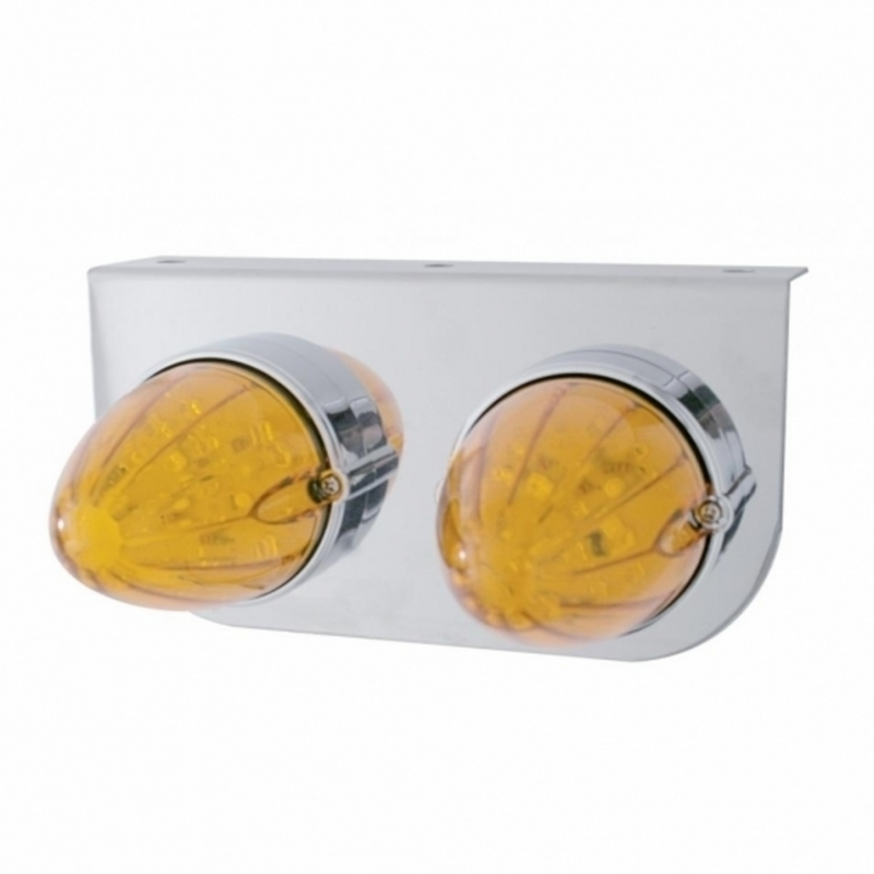 United Pacific Stainless Light Bracket With 2X 19 LED Watermelon Lights Amber LED/Amber Lens 37890