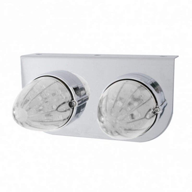 United Pacific Stainless Light Bracket With 2X 19 LED Watermelon Lights Amber LED/Clear Lens 37891