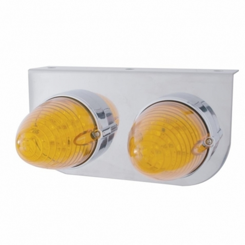 United Pacific Stainless Light Bracket With 2X 19 LED Beehive Lights Amber LED/Amber Lens 37892