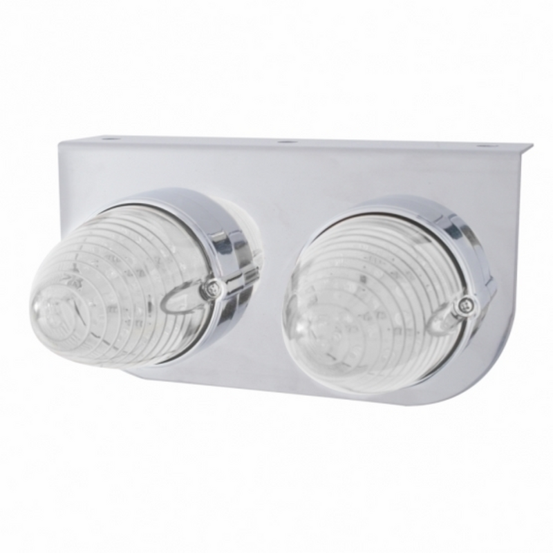 United Pacific Stainless Light Bracket With 2X 19 LED Beehive Lights Amber LED/Clear Lens 37893