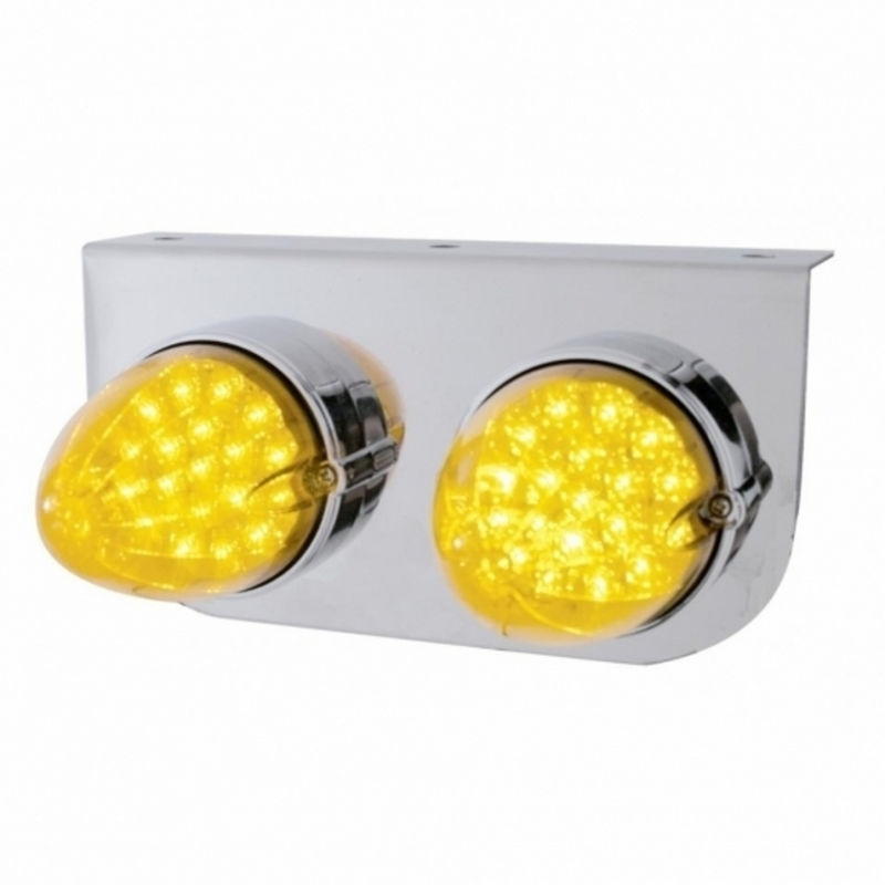 United Pacific Stainless Light Bracket With 2X 19 LED Reflector Lights Amber LED/Amber Lens 37894