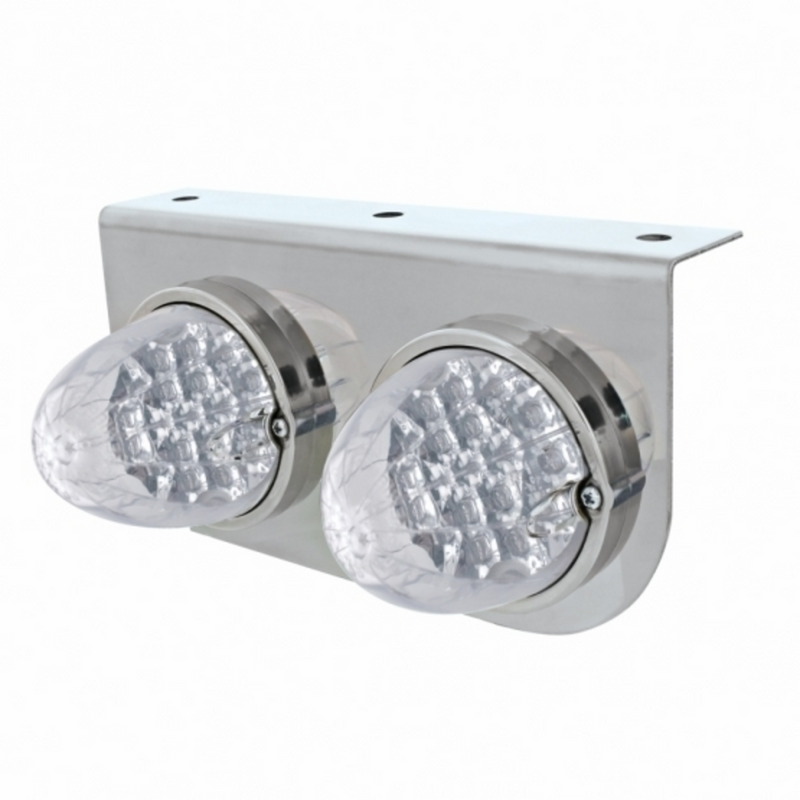 United Pacific Stainless Light Bracket With 2X 19 LED Reflector Lights Amber LED/Clear Lens 37895