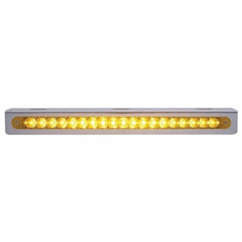 United Pacific 12-3/4" Stainless Light Bracket With 19 LED 12" Light Bar Amber LED/Amber Lens 37924